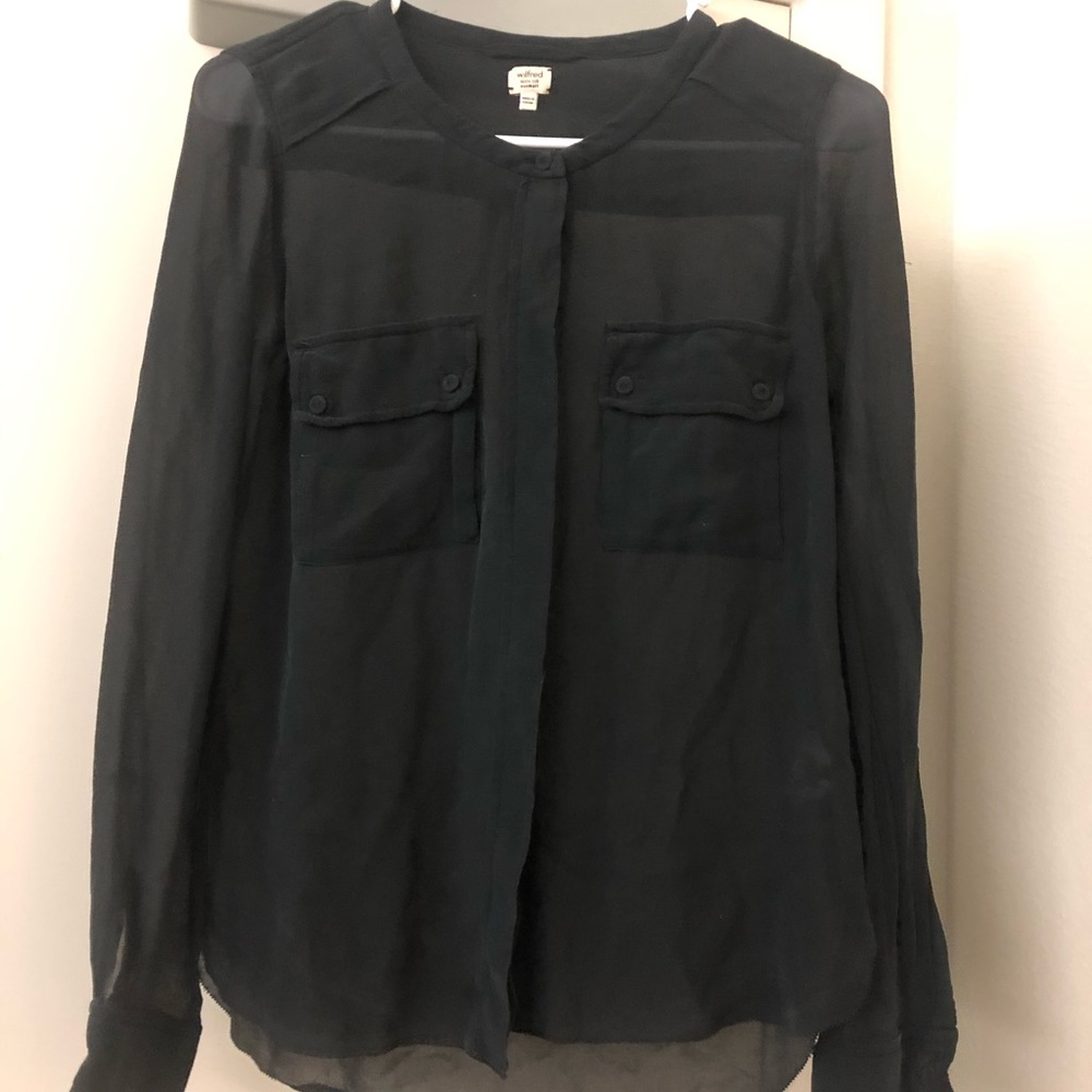 Wilfred black Raw Silk Blouse